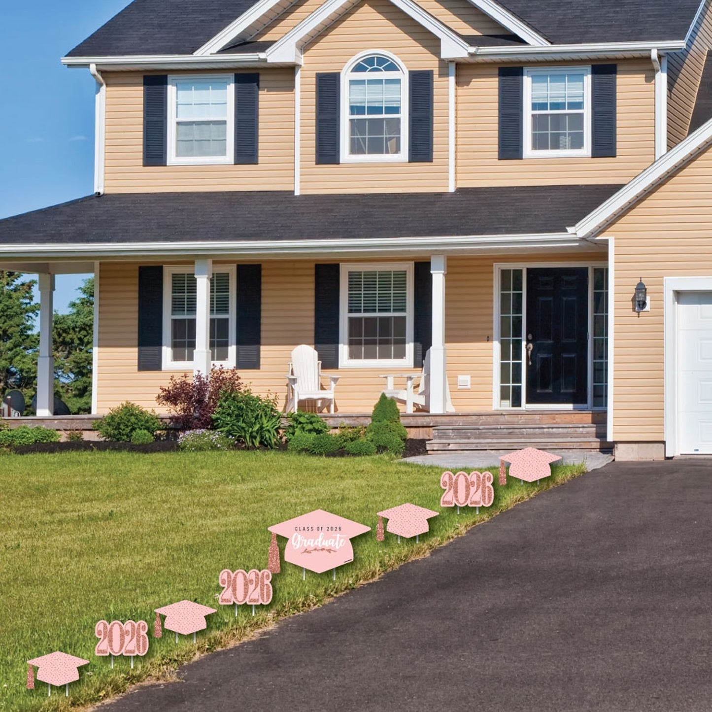 Rose Gold Grad - Yard Sign & Outdoor Lawn Decorations - 2026 Graduation Party Yard Signs - Set of 8
