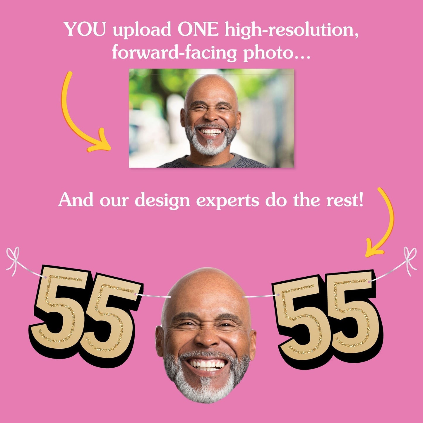 Custom Face 55th Birthday Garland Banner