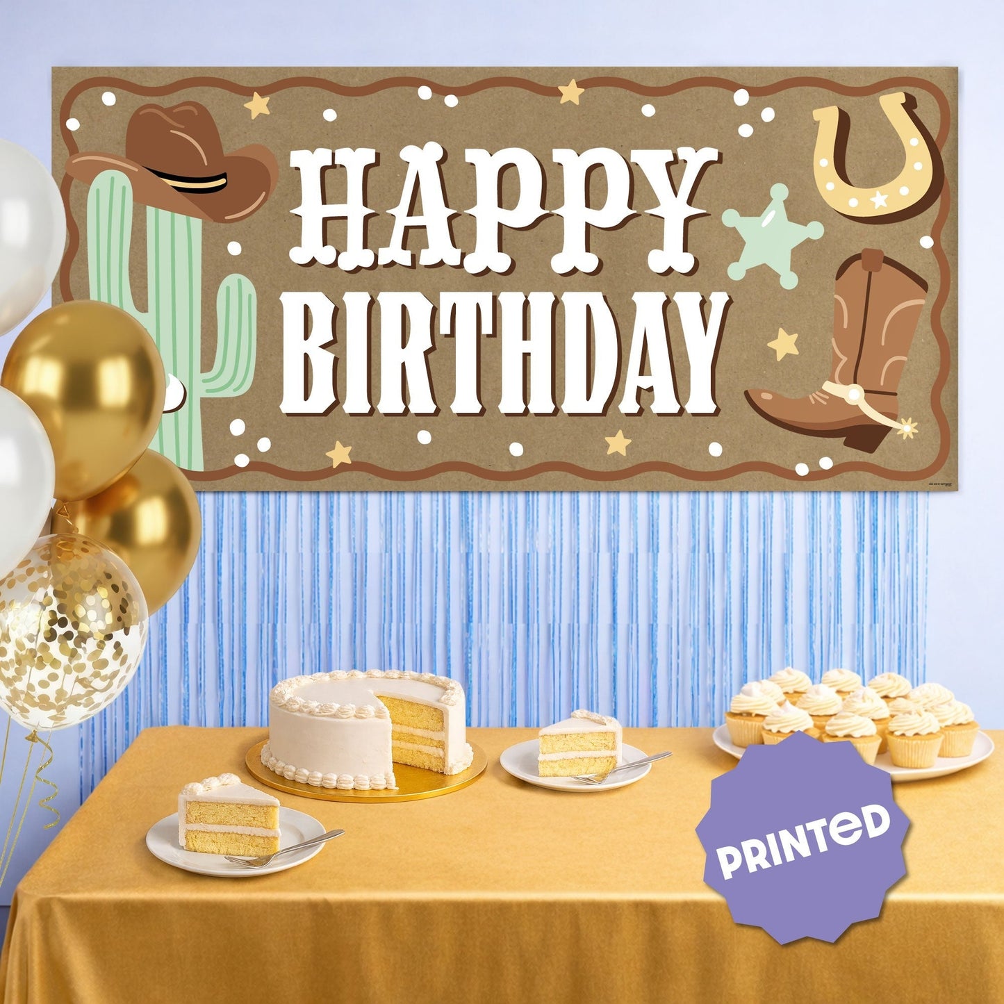 Western Hoedown Birthday Kraft Banner