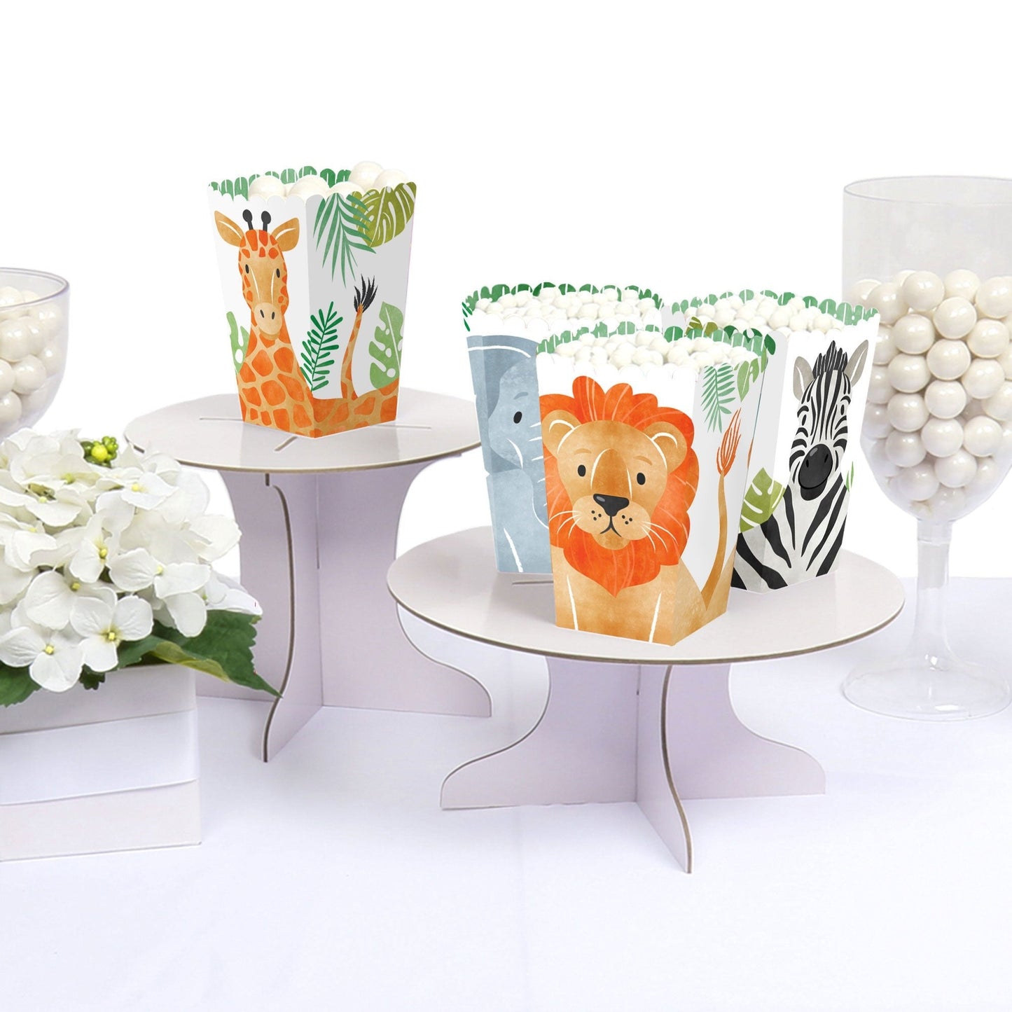Safari Animals Popcorn Boxes - 12 Ct