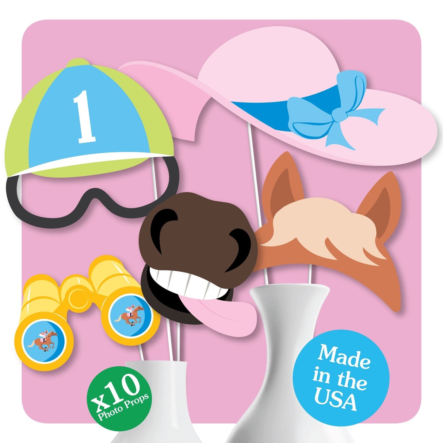 Derby Horse Race Glasses and Masks Photo Props - 10 Ct