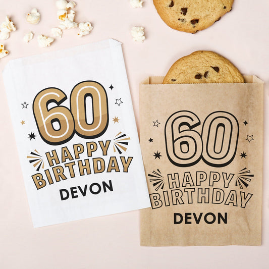 Custom Text Paper Treat Bags - 60th Birthday