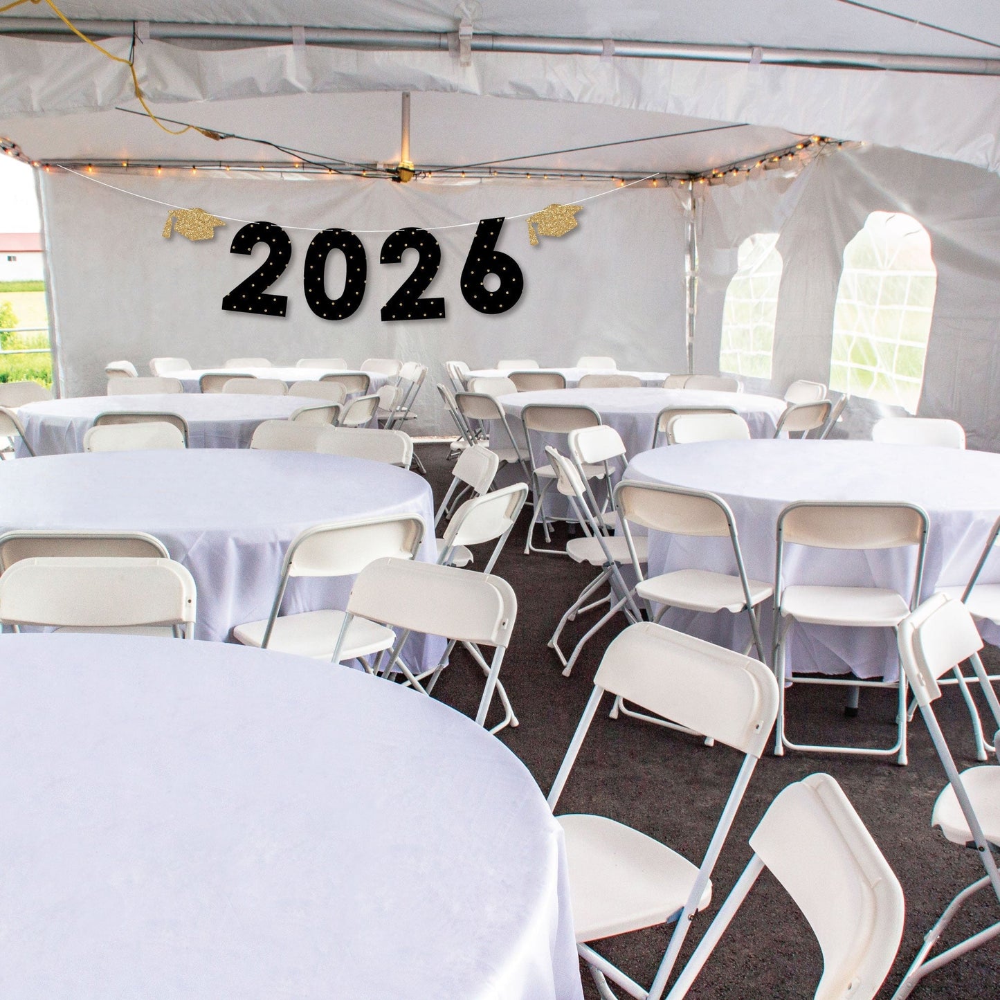 Tassel Worth The Hassle - Gold - Large Graduation Party Decorations - 2026 - Outdoor Letter Banner