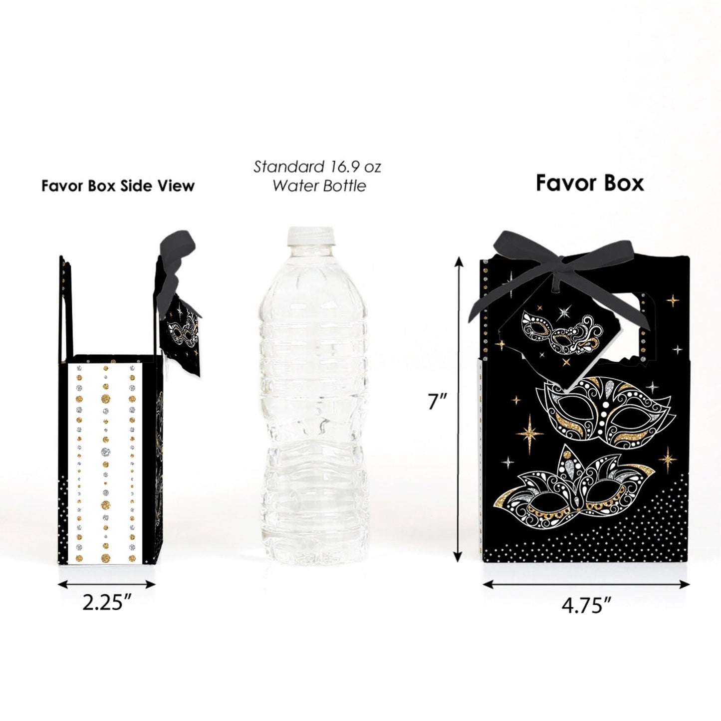 Masquerade - Venetian Mask Party Favor Boxes - Set of 12