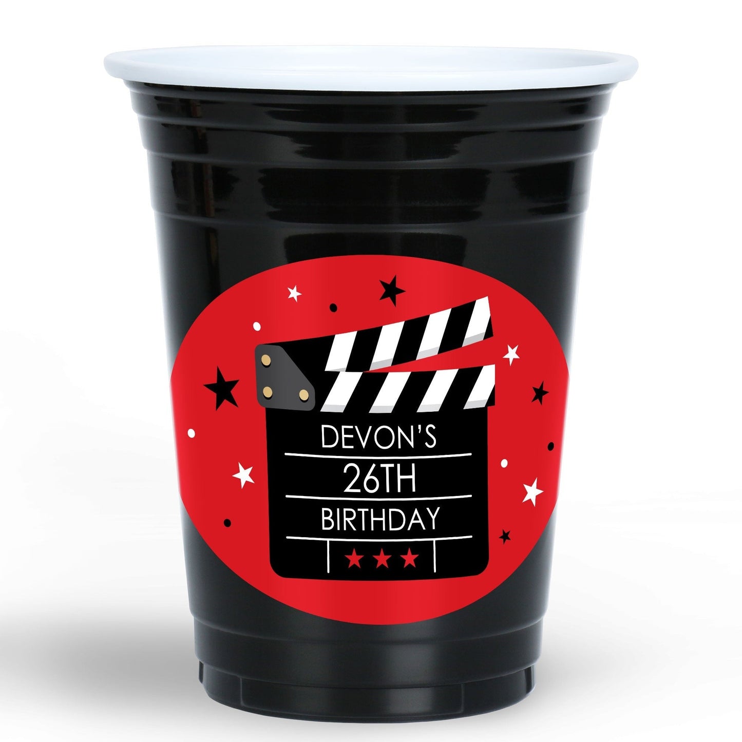 Custom Text Party Cups - Movie Night - 16 Ct
