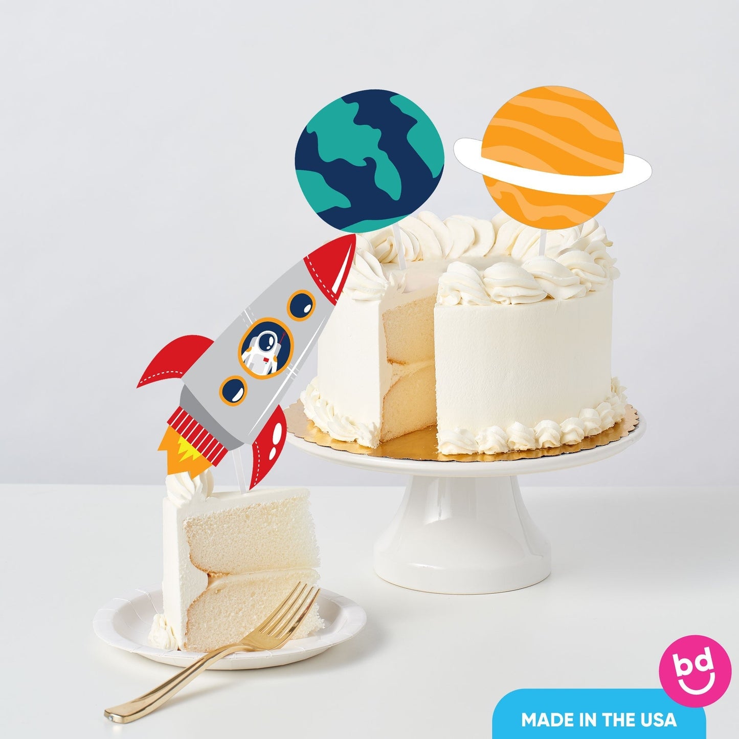 Blast Off to Outer Space Cake Topper - 3 Pc