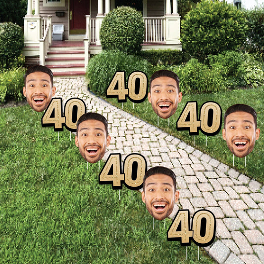 Custom Face Yard Signs - 40th Birthday - 10 Pc