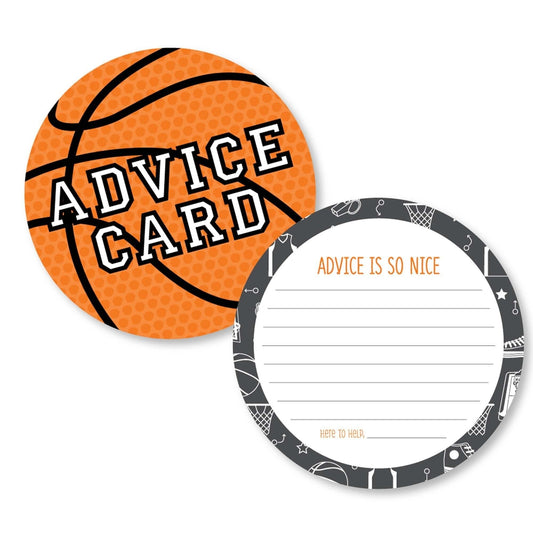 Nothin' But Net - Basketball - Wish Card Baby Shower Activities - Shaped Advice Cards Game - Set of 20