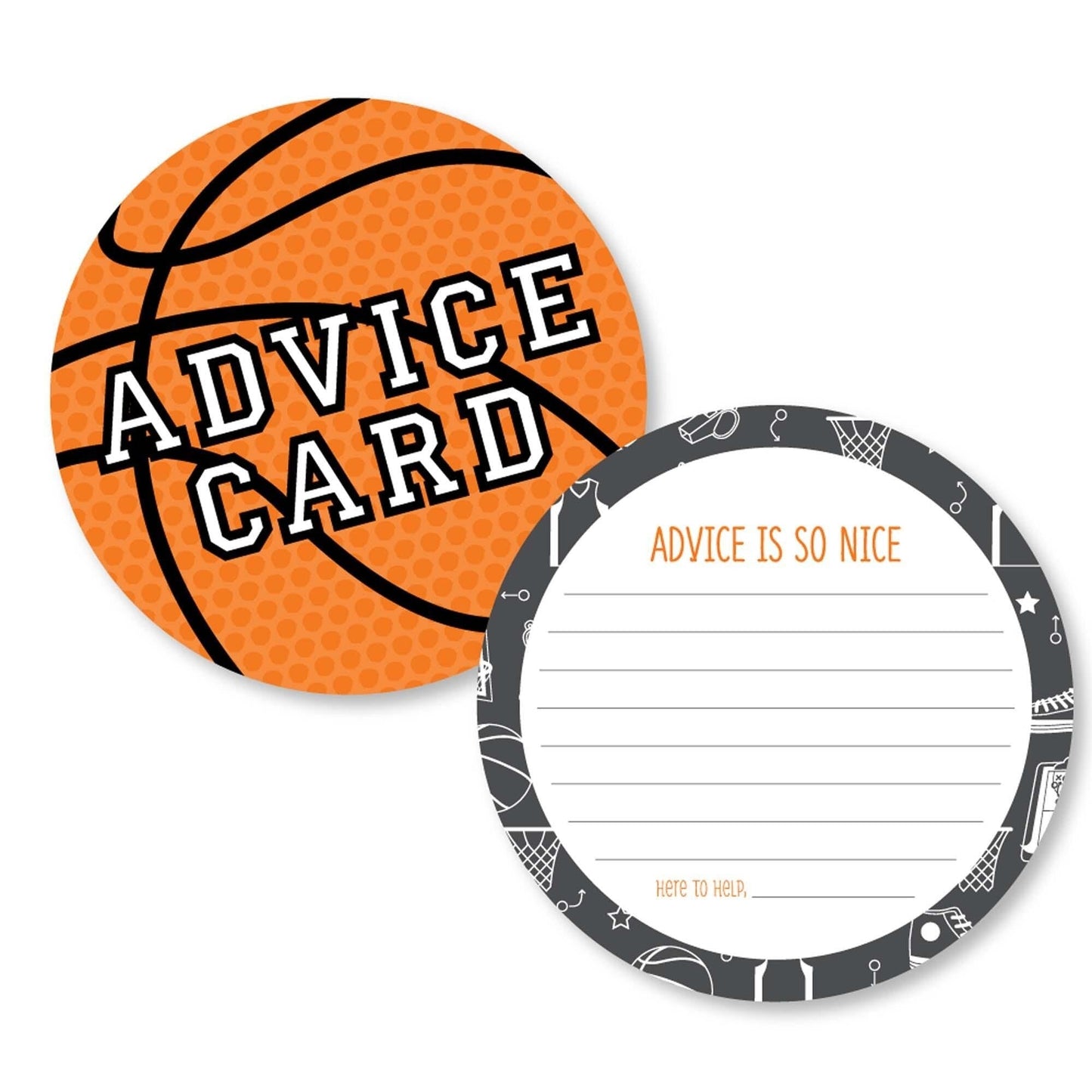 Nothin' But Net - Basketball - Wish Card Baby Shower Activities - Shaped Advice Cards Game - Set of 20
