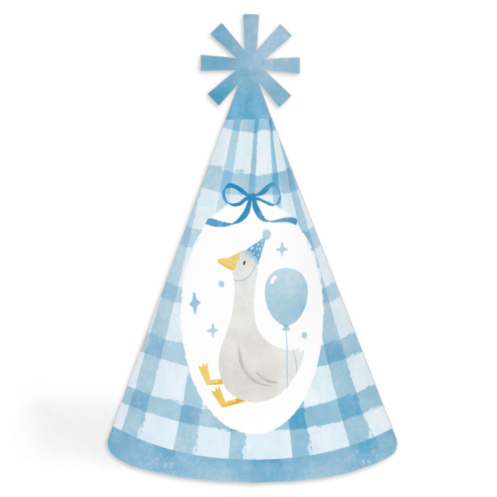 One Silly Goose Blue Cone Party - Set of 8 (Standard Size)