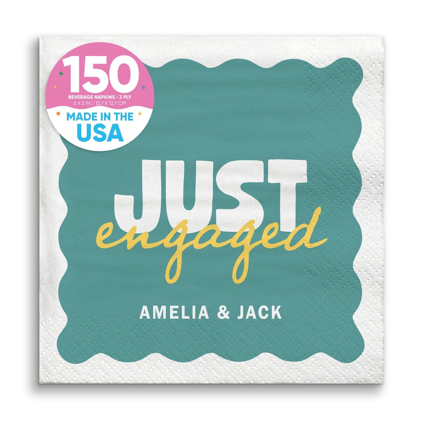Custom Text Napkins - Wavy Just Engaged
