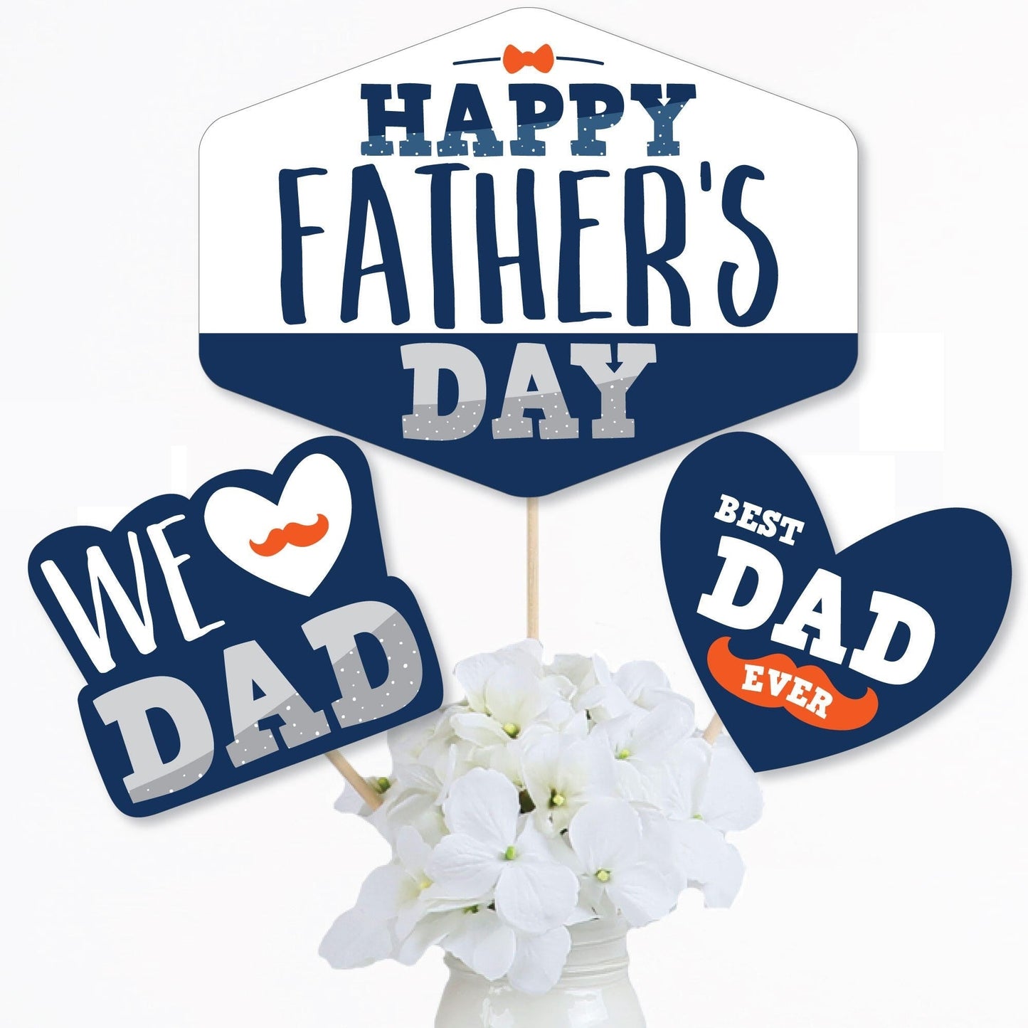 Happy Father's Day - We Love Dad Party Centerpiece Sticks - Table Toppers - Set of 15