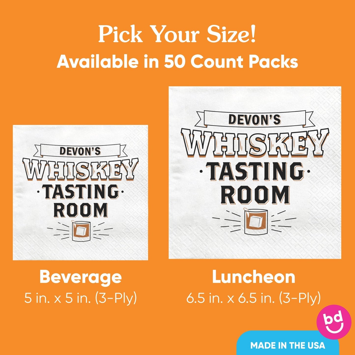 Custom Text - Whiskey Tasting Room Napkins - 50 Ct