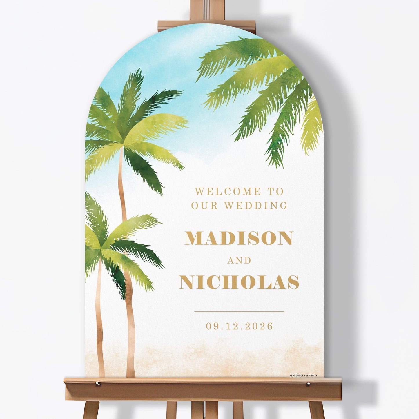 Personalized Text Beach Wedding Welcome Sign (Select Your Size)