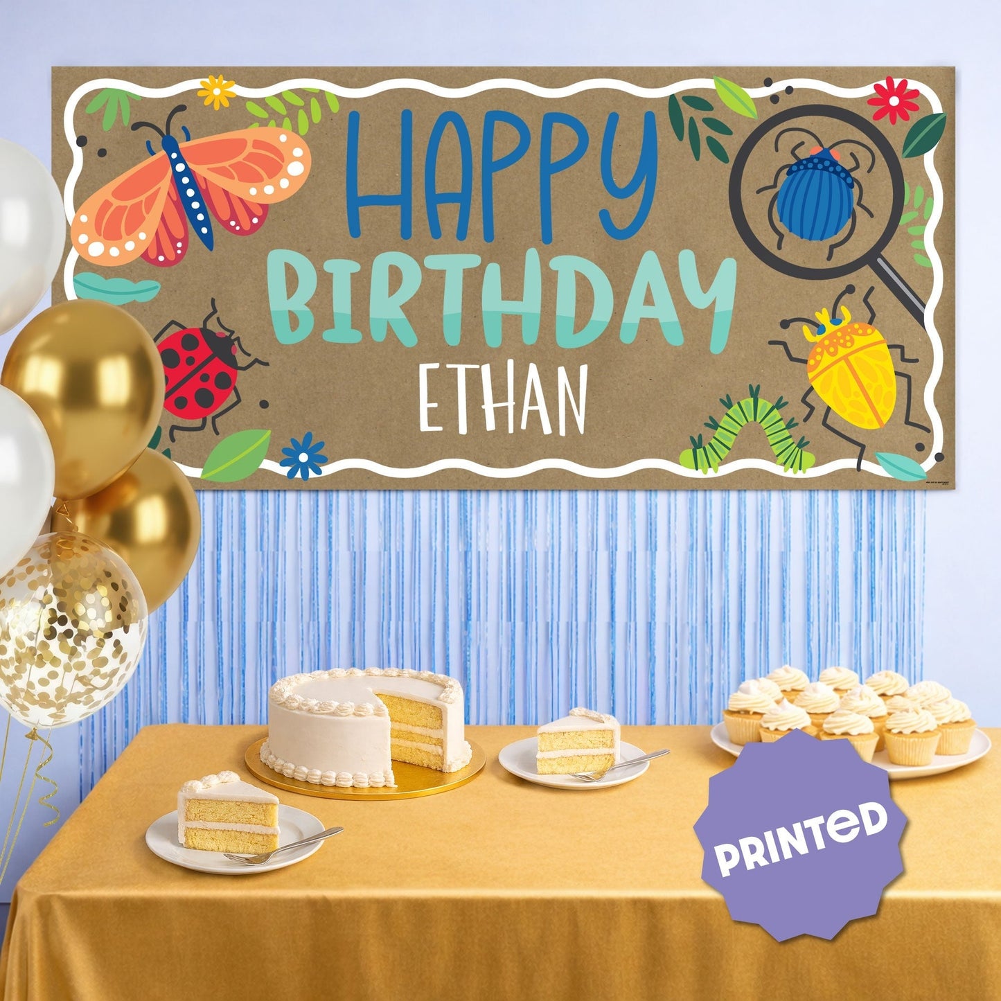 Custom Text Buggin' Out Birthday Kraft Banner