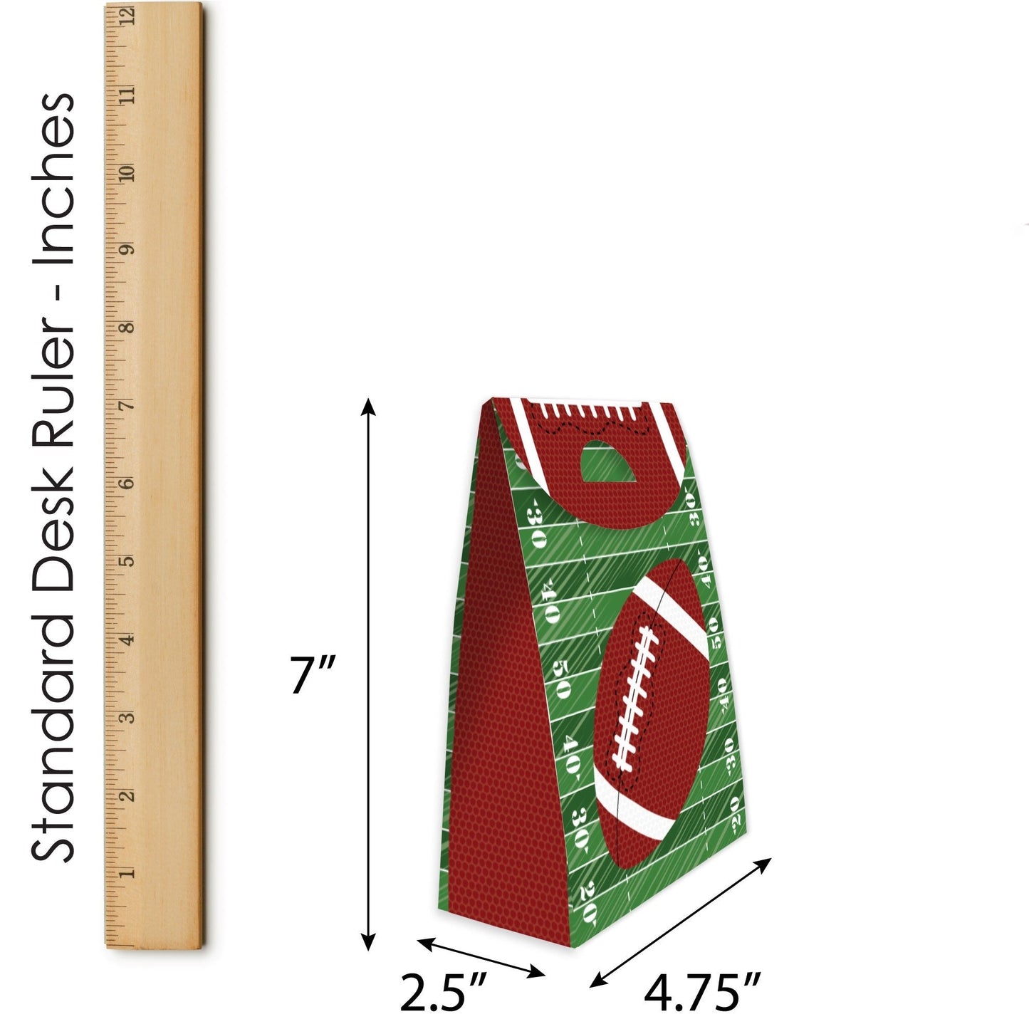 End Zone - Football - Baby Shower or Birthday Gift Favor Bags - Party Goodie Boxes - Set of 12