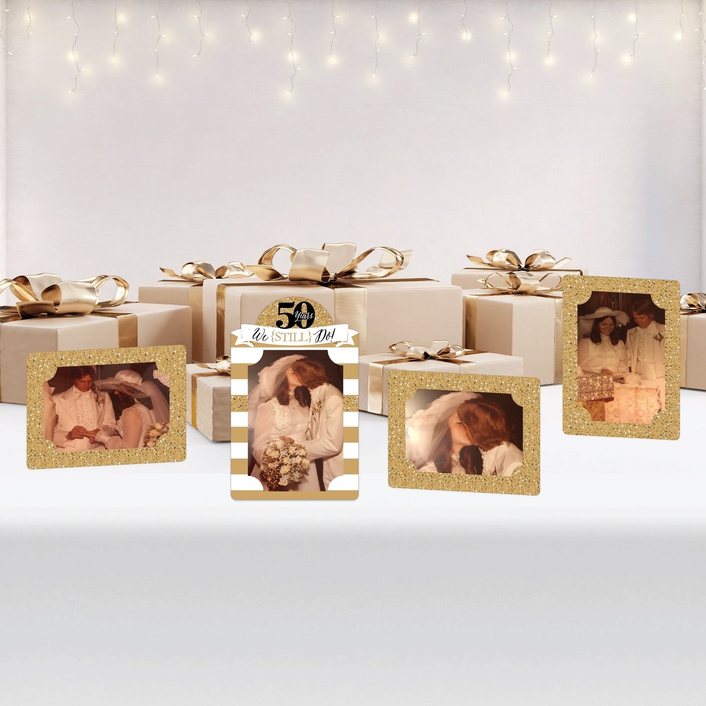 We Still Do - 50th Wedding Anniversary - Anniversary Party 4x6 Picture Display - Paper Photo Frames - Set of 12