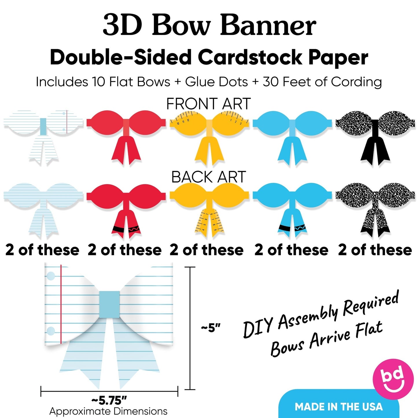 School Supplies - 3D Bow Banner