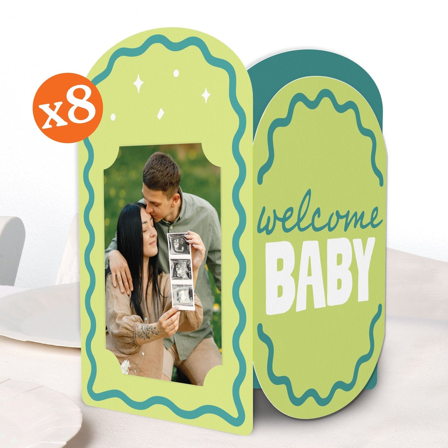 Wavy Baby Shower Photo Centerpieces - 8 Ct