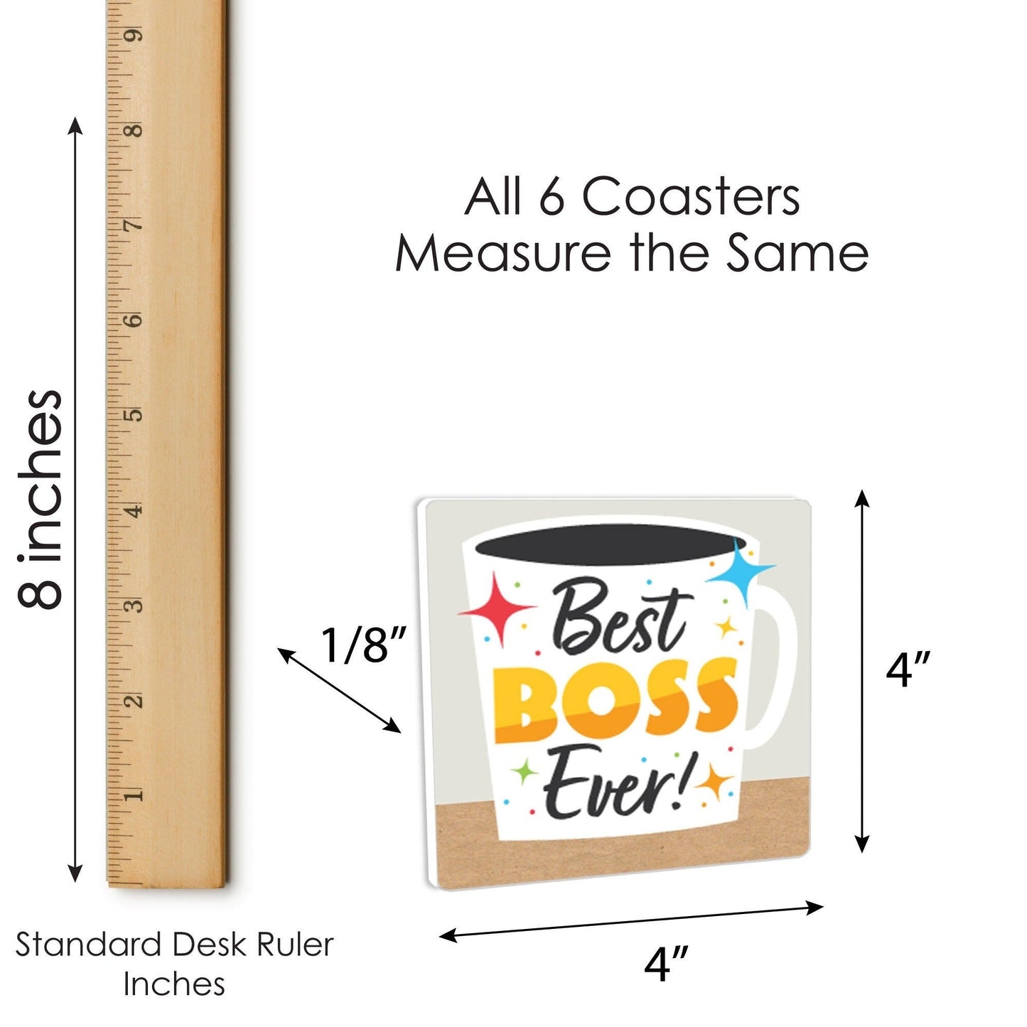 Happy Boss's Day - Funny Best Boss Ever Decorations - Drink Coasters - Set of 6