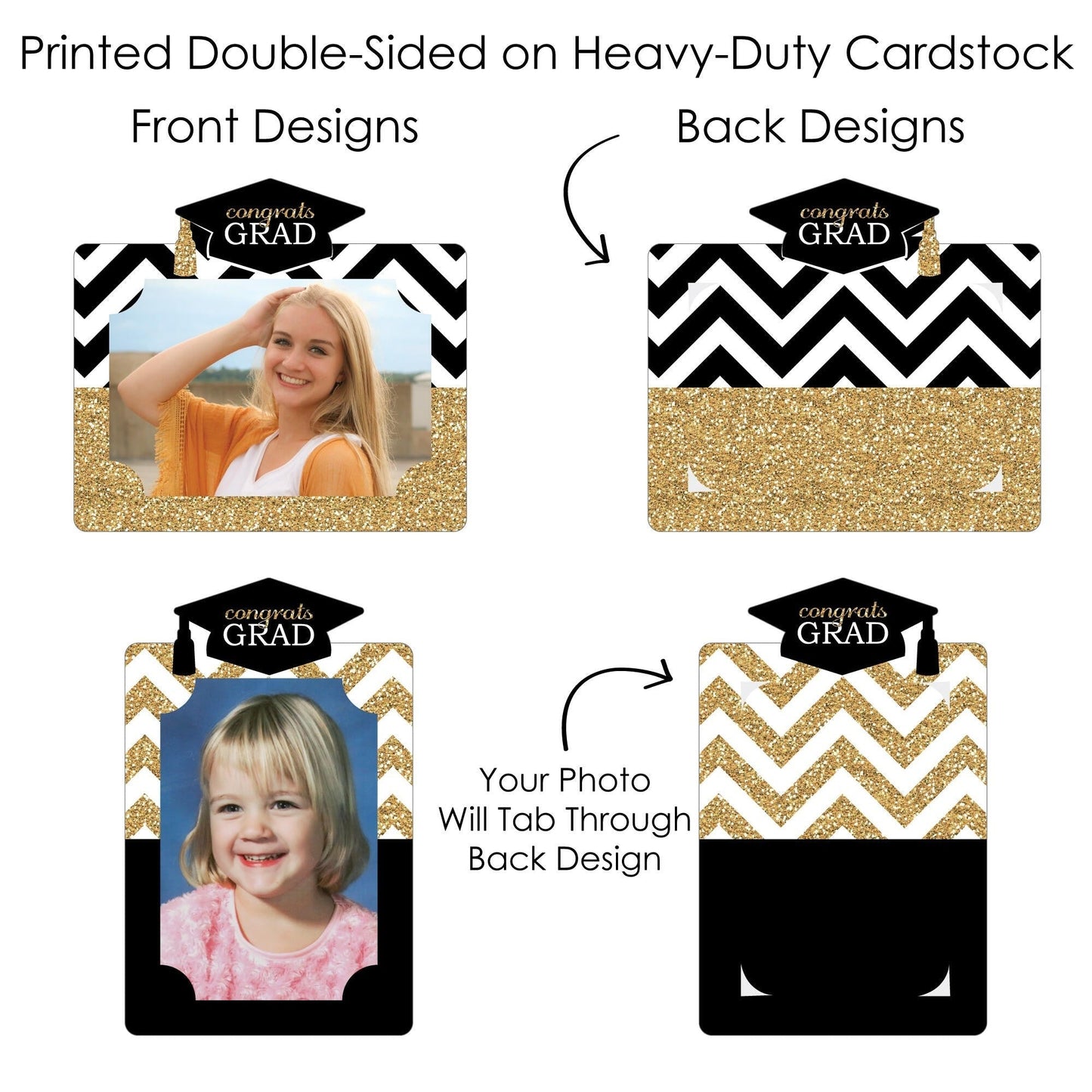 Tassel Worth The Hassle - Gold - Graduation Party Picture Centerpiece Sticks - Photo Table Toppers - 15 Pieces