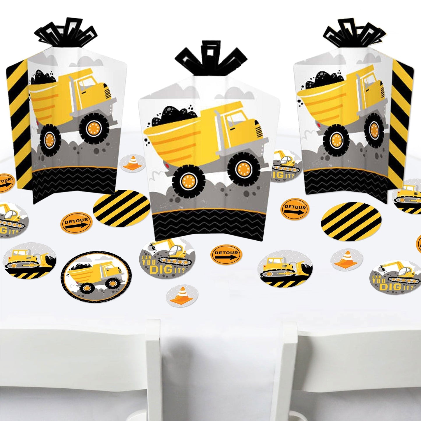 Dig It - Construction Party Zone - Baby Shower or Birthday Party Decor and Confetti - Terrific Table Centerpiece Kit - Set of 30