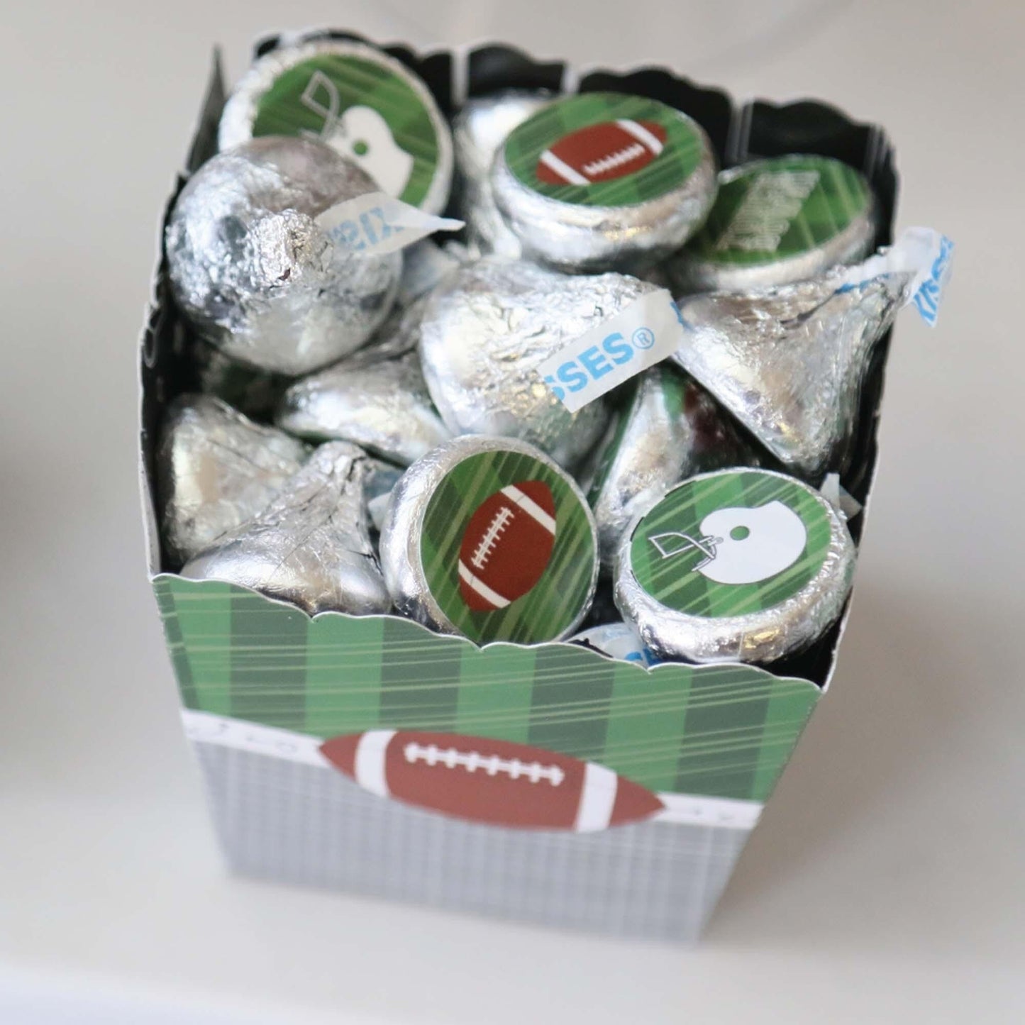 End Zone - Football - Round Candy Labels Party Favors - Fits Hershey's Kisses - 108 ct