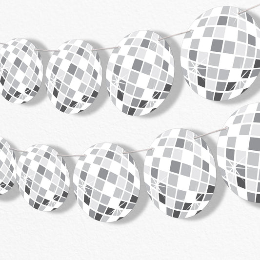 Disco Ball Garland Banner - 15 Pc