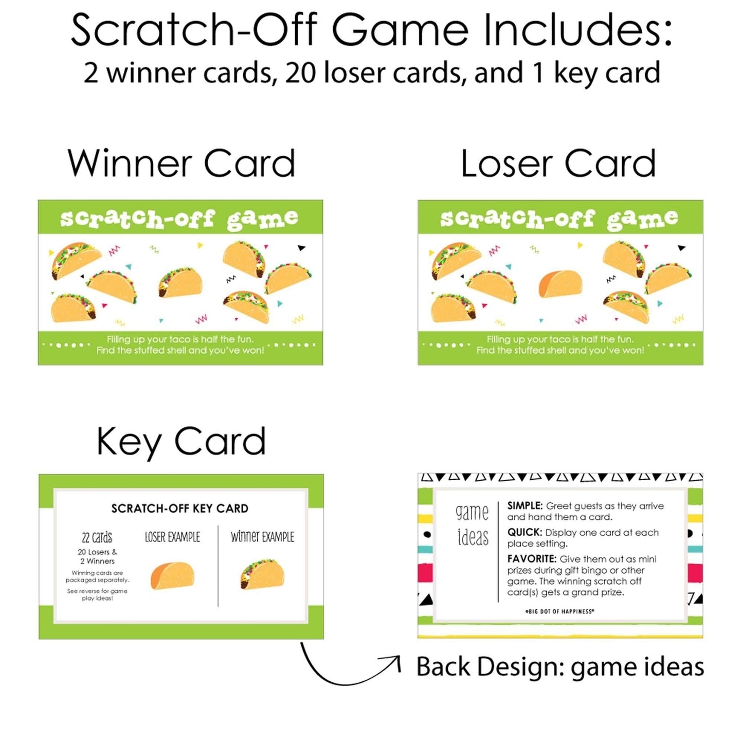 Taco 'Bout Fun - Mexican Fiesta Game Scratch Off Cards - 22 ct