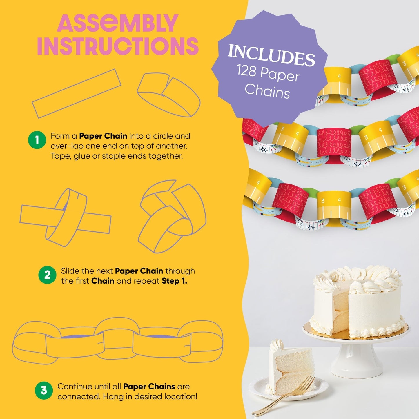 Back To School DIY Paper Chains - 128 Pc