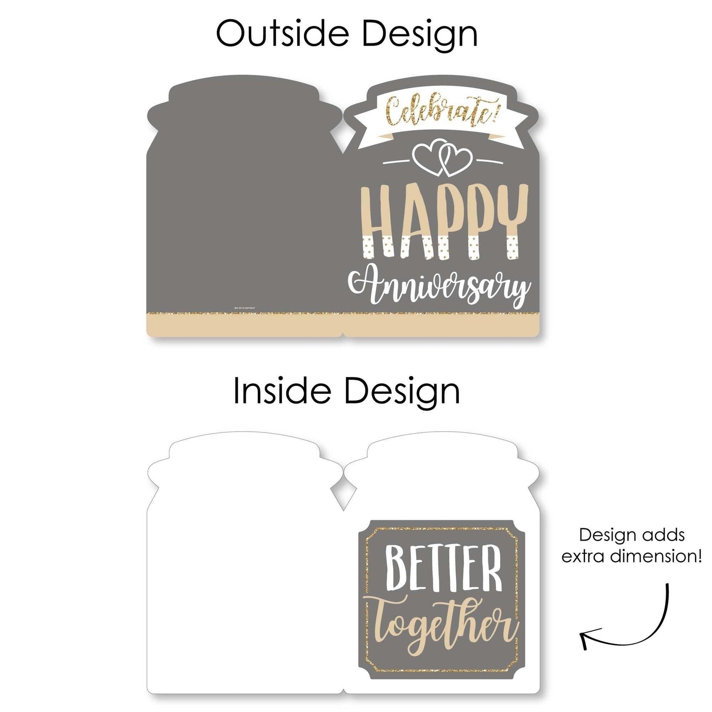 Happy Anniversary - Gold and Silver Wedding Anniversary Congratulations Giant Greeting Card - Big Shaped Jumborific Card - 16.5 x 22 inches
