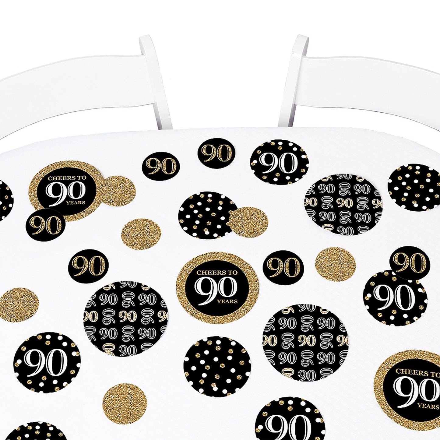 Adult 90th Birthday - Gold - Birthday Party Giant Circle Confetti - Birthday Party Decorations - Large Confetti 27 Count