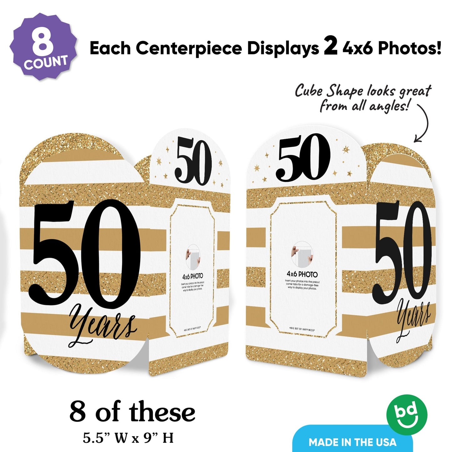 50th Wedding Anniversary Photo Centerpieces - 8 Ct