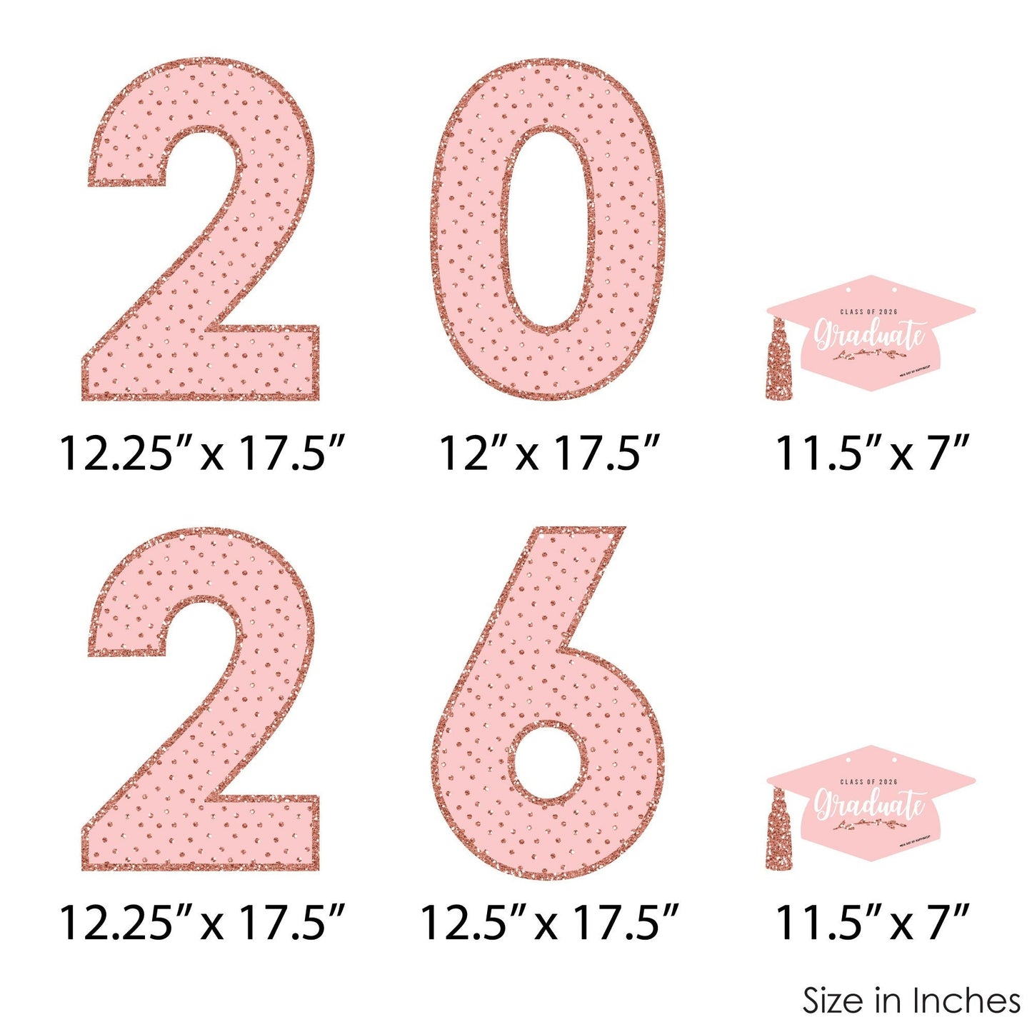 Rose Gold Grad - Large Graduation Party Decorations - 2026 - Outdoor Letter Banner