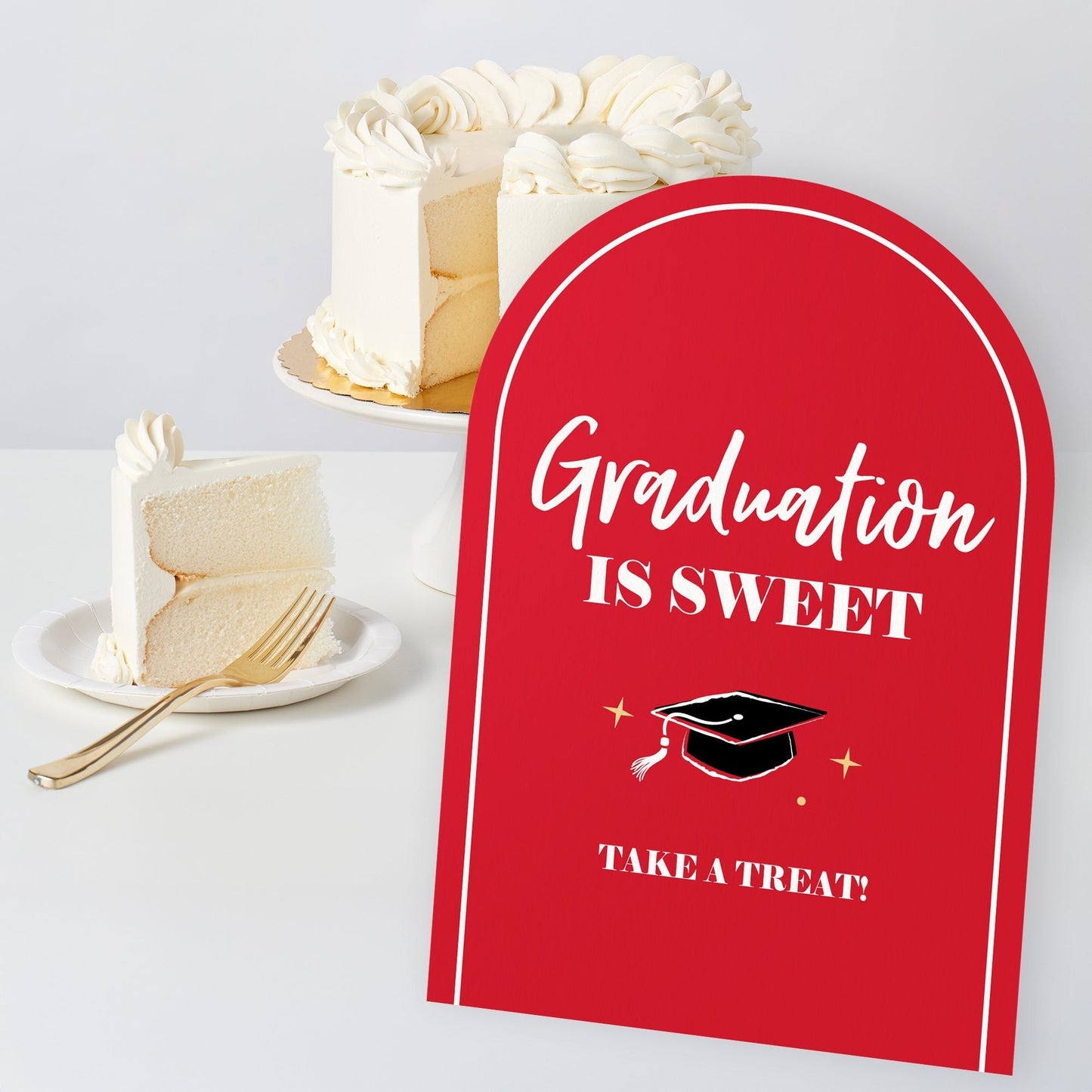 Red Graduation Party Signs Set - 6 Ct