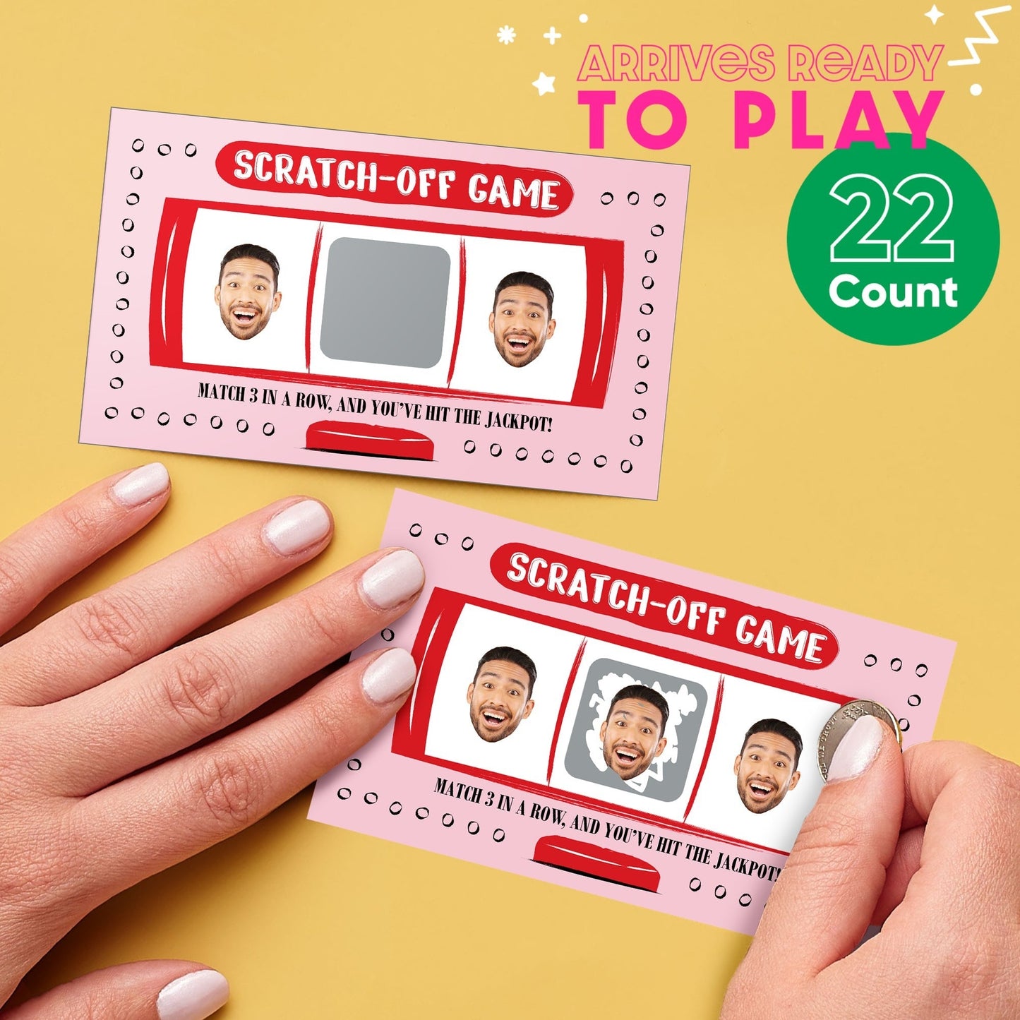 Custom Face Lucky In Love Scratch Off Card Game - 22 Ct