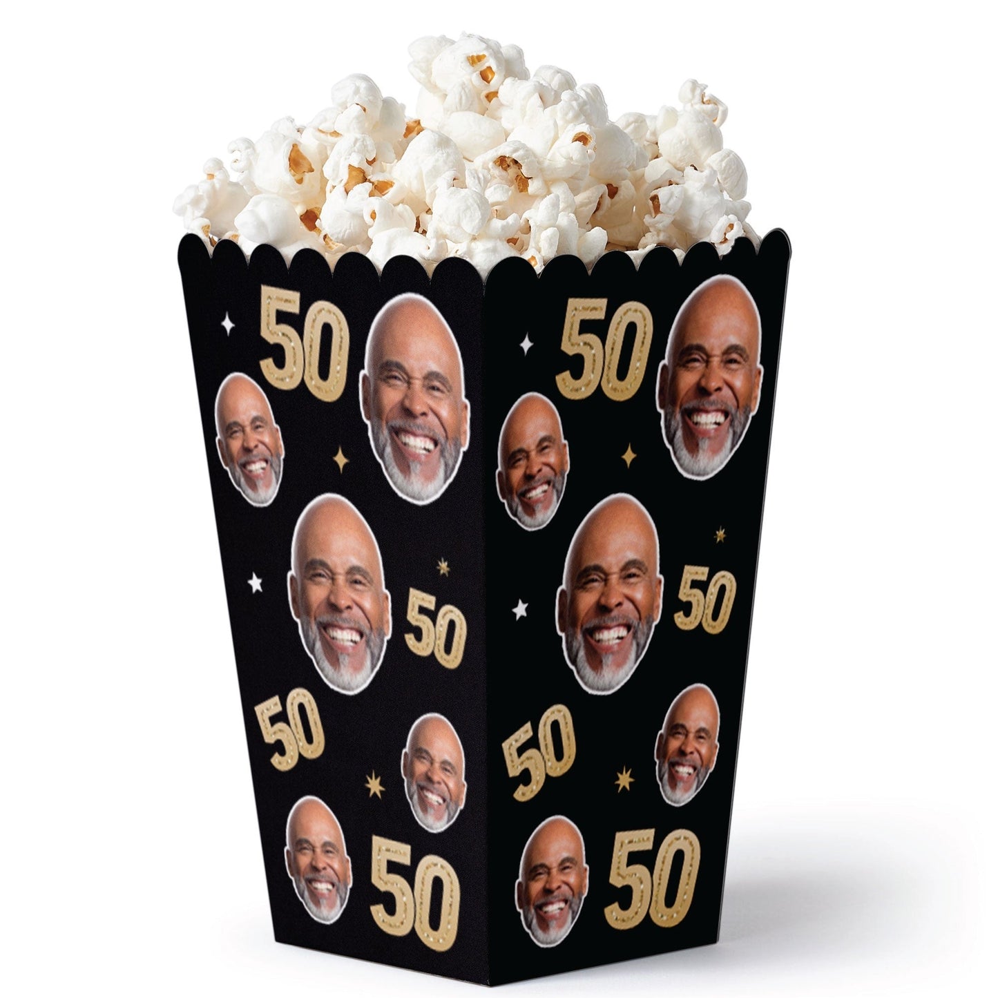 Custom Face 50th Birthday Popcorn Box - 12 Ct