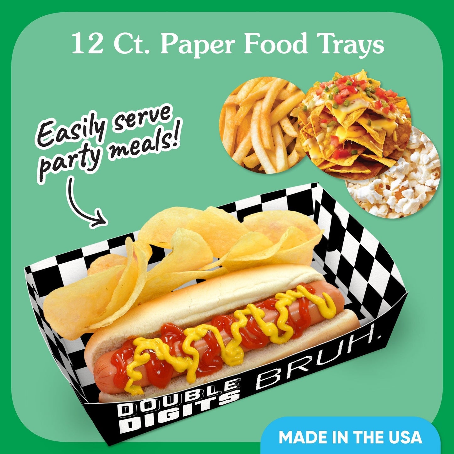 10th Birthday Bruh Party Paper Food Trays - 12 Ct