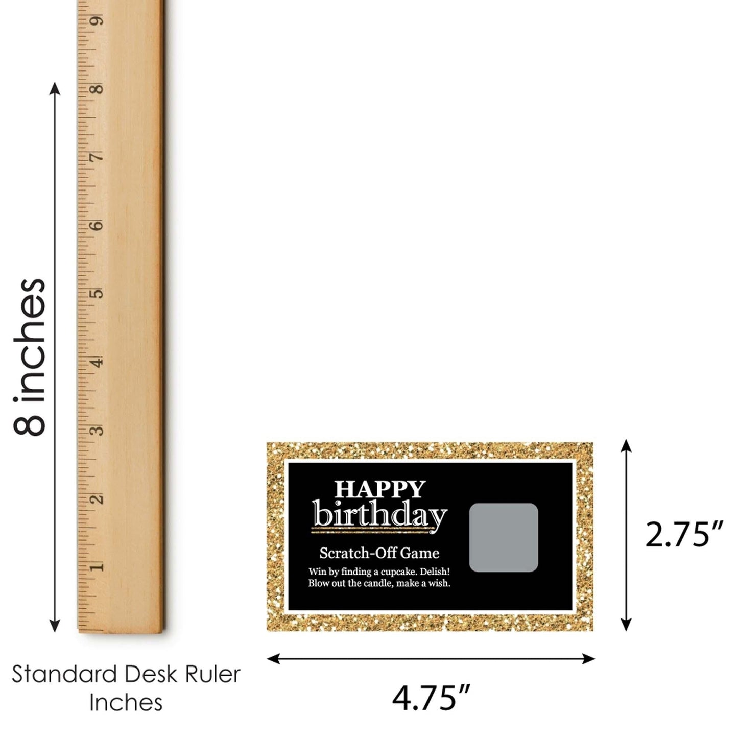 Adult Happy Birthday - Gold - Birthday Party Game Scratch Off Cards - 22 ct
