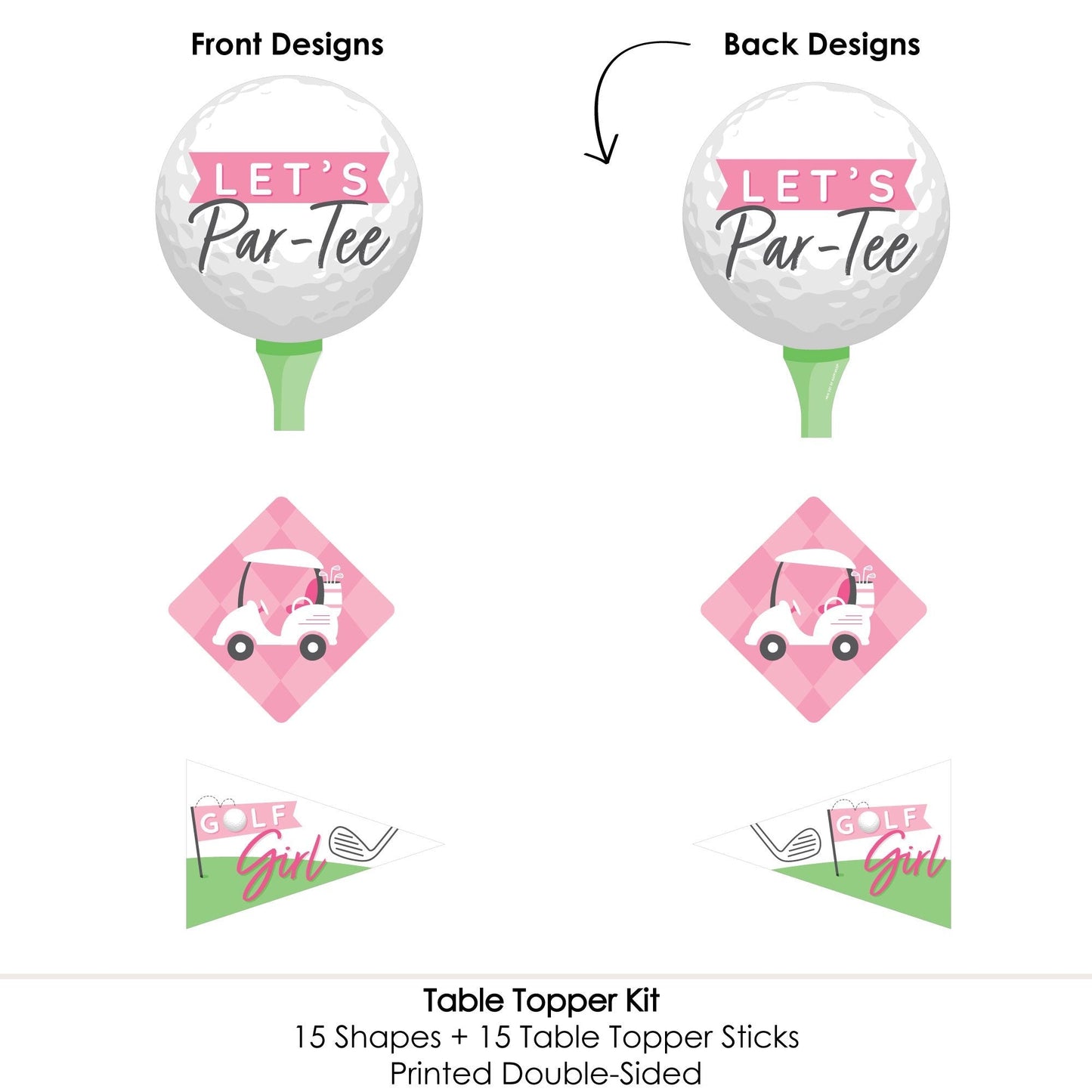 Golf Girl - Pink Birthday Party or Baby Shower Centerpiece Sticks - Table Toppers - Set of 15