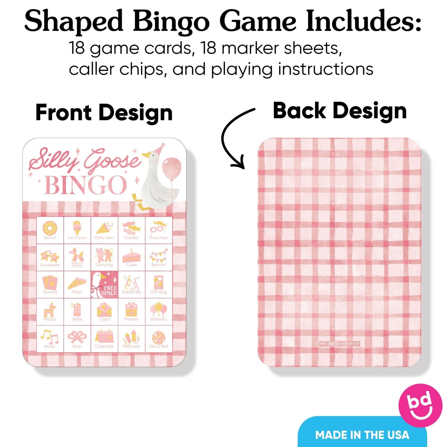 One Silly Goose Pink Bingo Game - 18 Ct