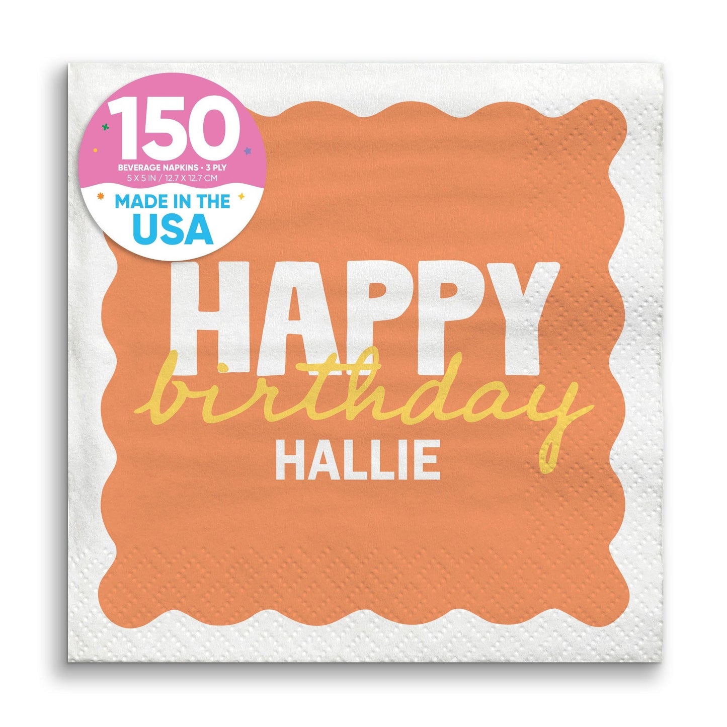 Custom Text Napkins - Wavy Birthday
