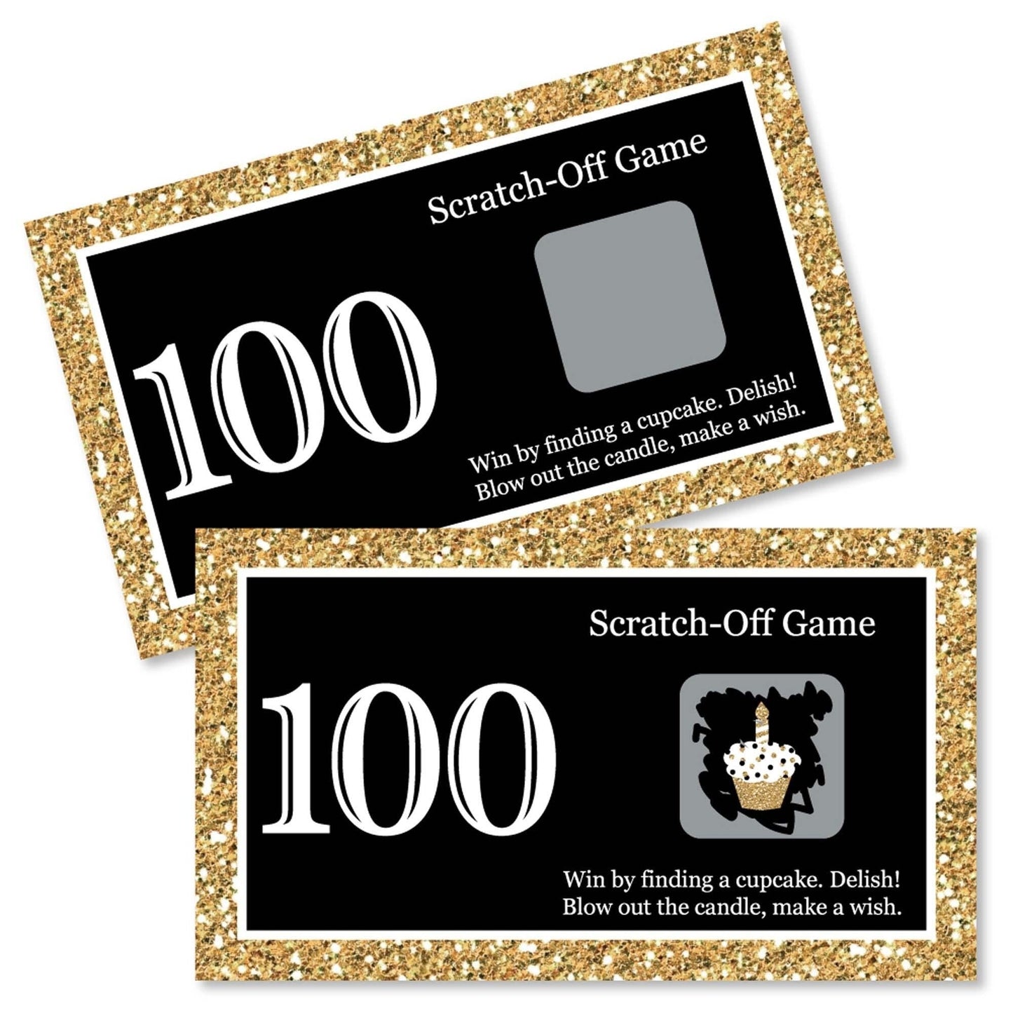 Adult 100th Birthday - Gold - Birthday Party Game Scratch Off Cards - 22 ct