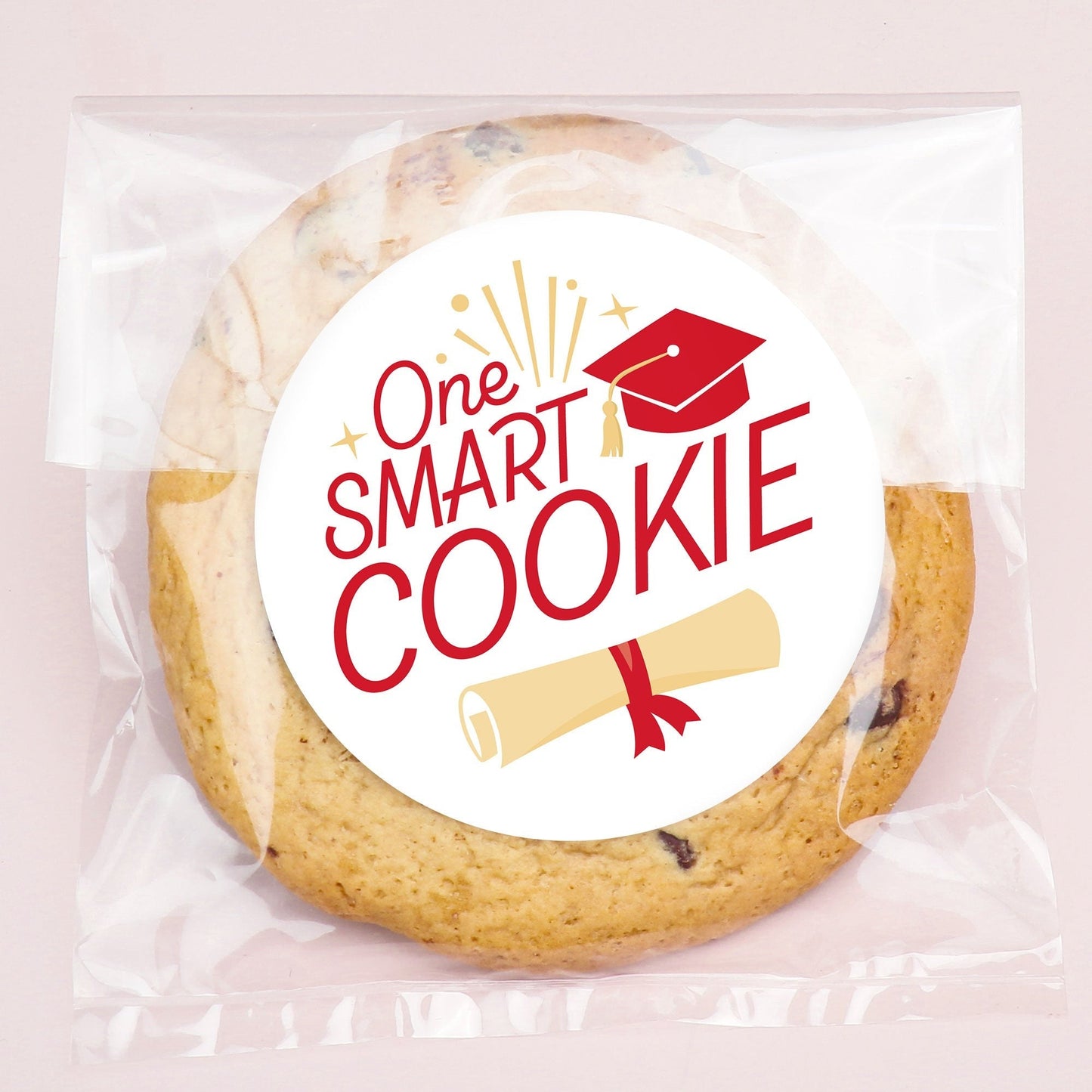 Red Grad Stickers & Clear Cookie Bags - 25 Ct