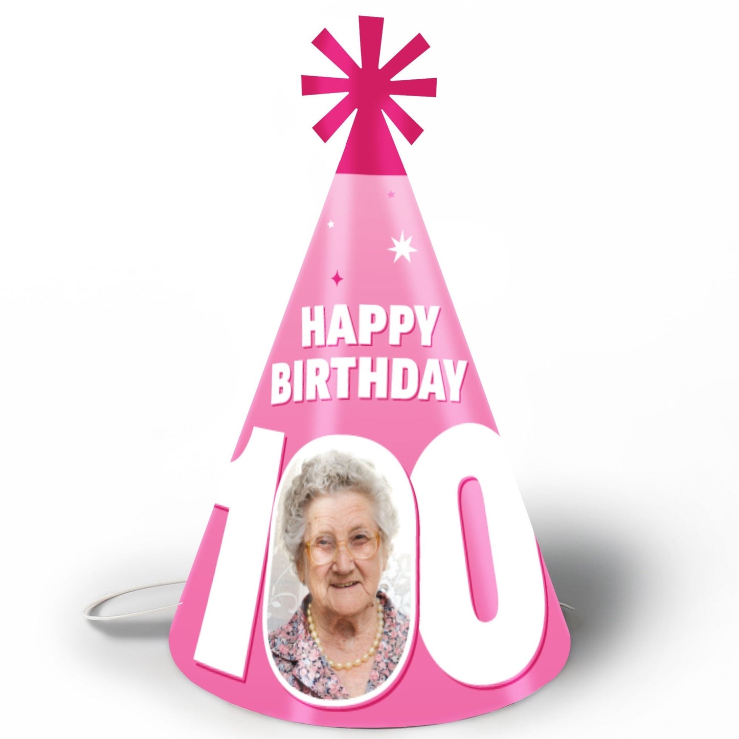 Custom Photo 100th Birthday Cone Hat - 8 Ct