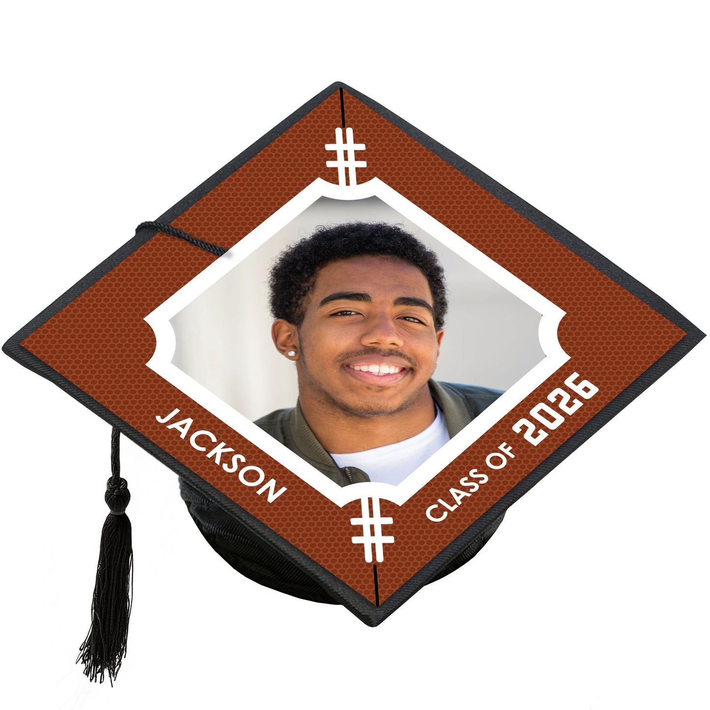 Custom Photo Football Grad Cap Cover