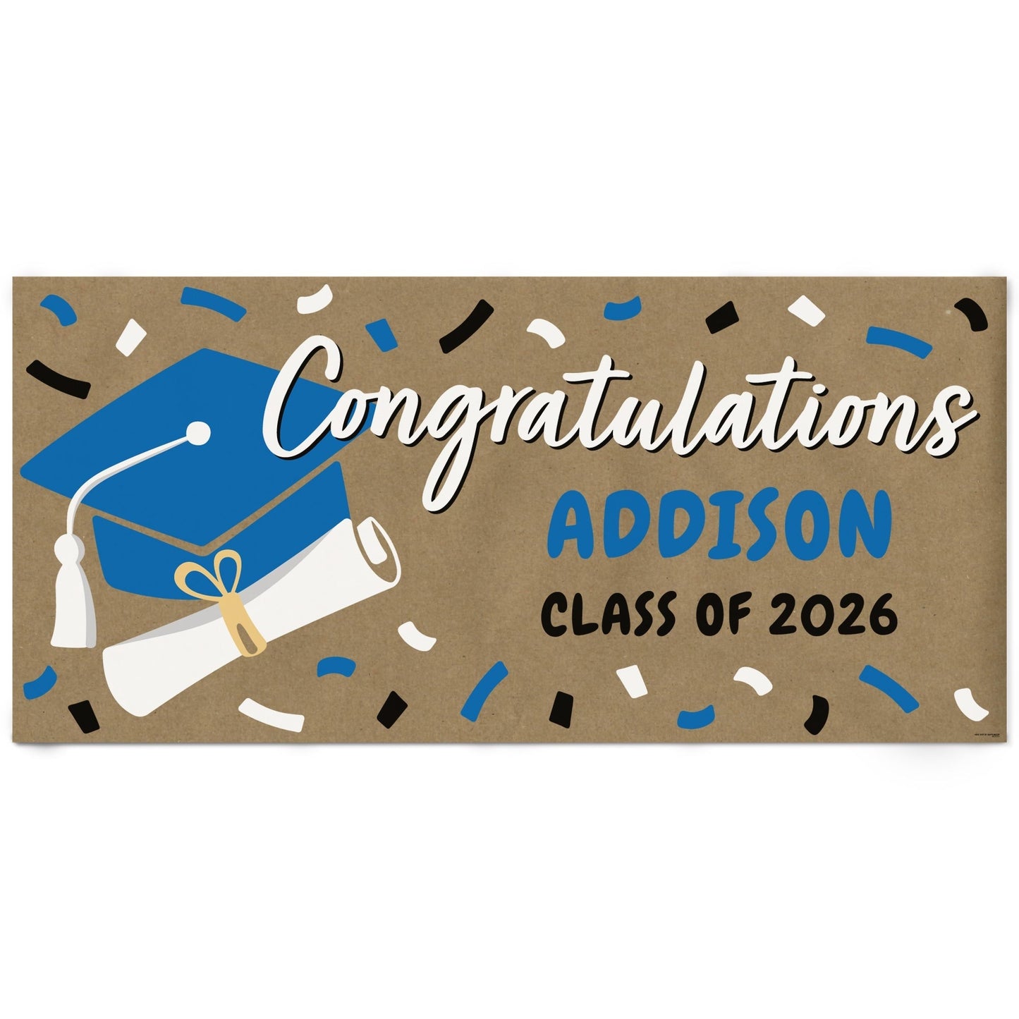 Custom Text Blue Grad Kraft Banner