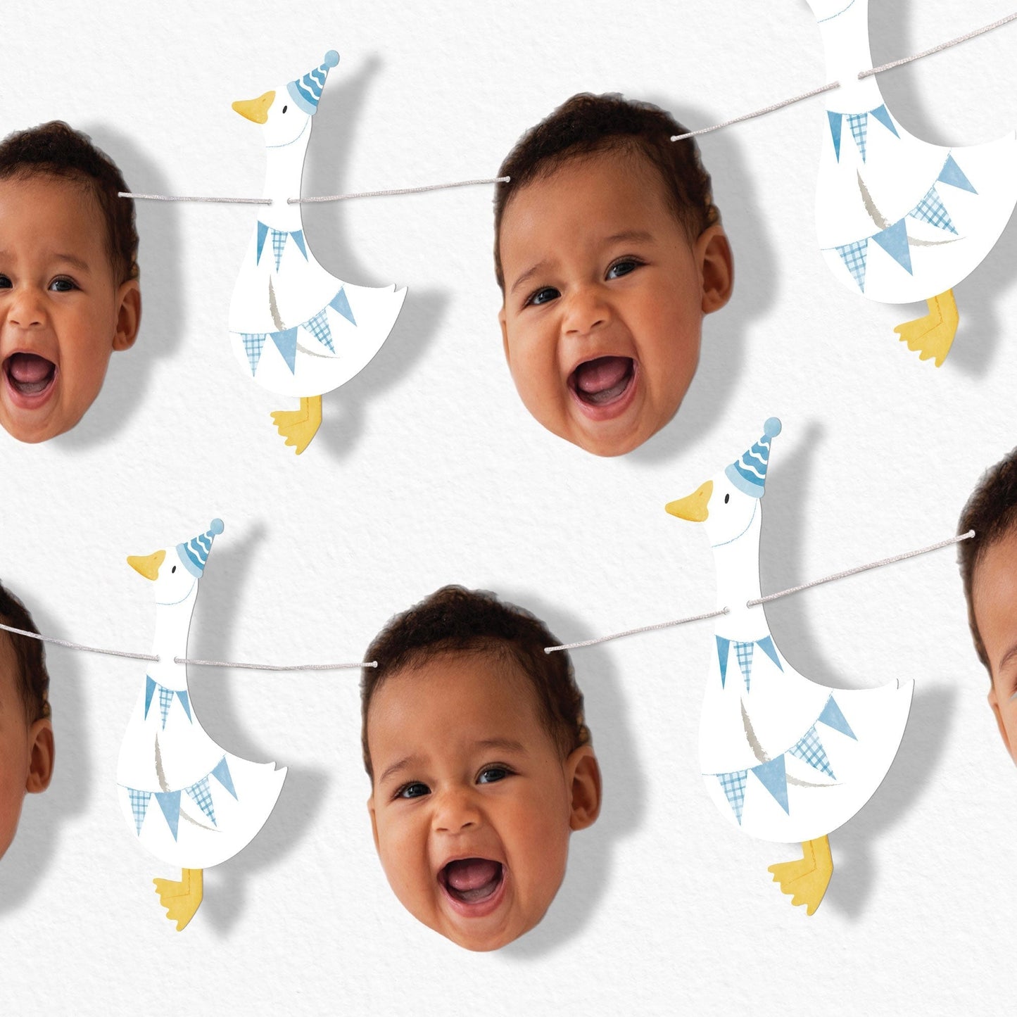 Custom Face Garland Banner - One Silly Goose Blue