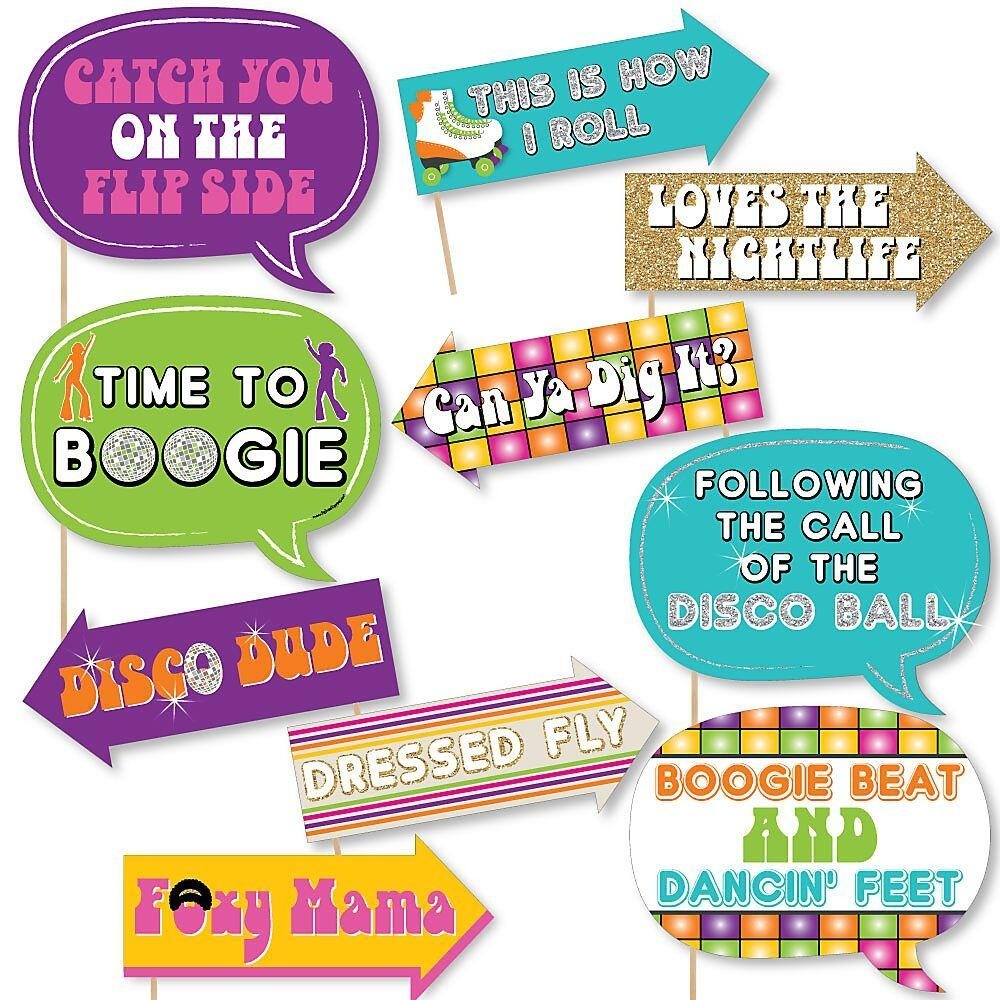 Funny 70's Disco - 10 Piece Photo Booth Props Kit