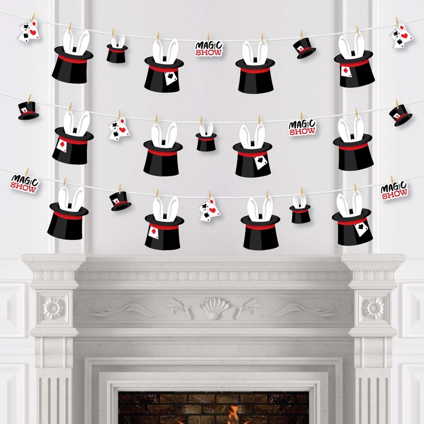 Ta-Da, Magic Show - Magical Birthday Party DIY Decorations - Clothespin Garland Banner - 44 Pieces